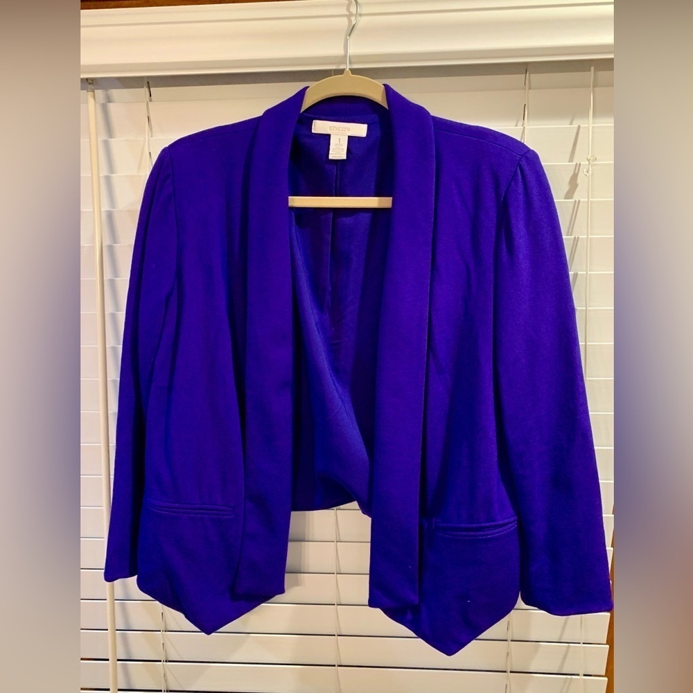 Chicos Soft Royal Blue Short Jacket Size 1